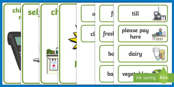 Supermarket Signs - Supermarket Role Play, supermarket resources, food, labels, till, customer, checkout, basket, food aisle, role play, display, poster