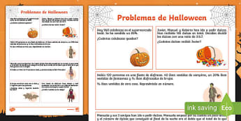 Ficha de actividad: Problemas matemáticos de Halloween