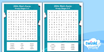 2024 Men’s Euros Countries Word Search - Twinkl