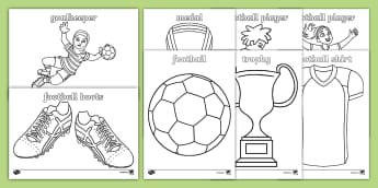 Football Picture and Word Colouring Sheets | Twinkl