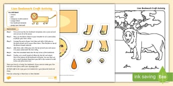 Lion Bookmark Craft Activity | Twinkl | Bookmarks | KS1