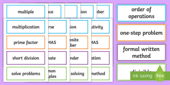 Ks2 Year 5 Maths Word Cards Primary Resources Year 5 Maths Vocab