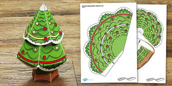 Christmas Paper Model Tree - festive, models, activities, create