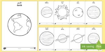 Planets Coloring Pages English Italian
