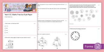 Year 4 Maths GL Style Practice Paper