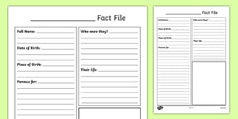 Significant Individuals Fact File Template - KS1 Resource