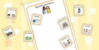 My Friends And I Like To Cut And Stick Activity - friendship