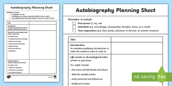 Autobiography Planning Sheet Year 6
