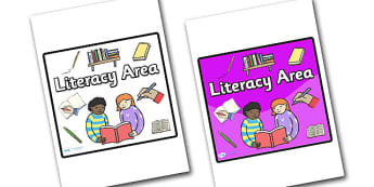 Literacy Area Classroom Signs and Labels, Literacy Signs, Literacy