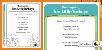 Mr Turkey Song, Kindergarten Resource