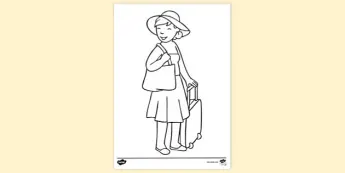 Tourist Colour In Suitcase Colouring Sheets | twinkl.com.au
