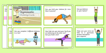 Gymnastic Challenge Cards Pdf Cards - Eyfs, physical development, movement, actions, 