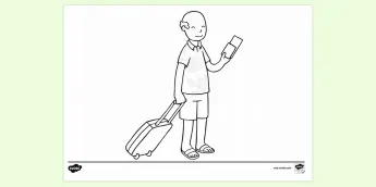 Tourist Colour In Suitcase Colouring Sheets | twinkl.com.au