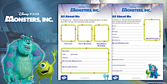 Monsters, Inc.: All About Me Worksheets