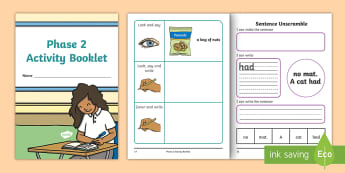 Phase 2 Phonics Activity Booklet - cvc words, phonics booklet, phase 2 booklet, phase 2 worksheets, phase 2 workbook, phonics work