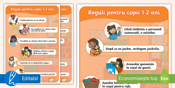 Tabel cu reguli pentru copii 1-2 ani | Model Twinkl România
