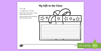 My Gift to the Class Worksheet - KS2 New Class Worksheet