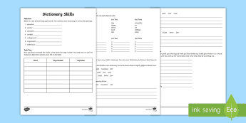 Dictionary Performance Task Task Language Activities | twinkl.co.uk