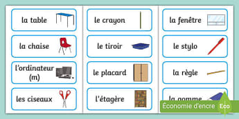 SCHOOL Items VOCABULARY FRENCH Worksheetteaching Resources -  Israel