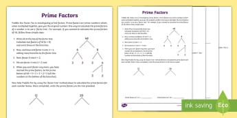 factor trees worksheet teaching resource twinkl