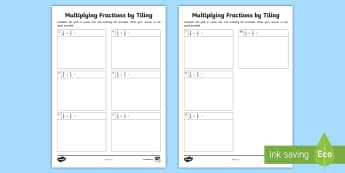 Multiplying Fractions by Tiling (3) Worksheet / Worksheet - multiplication, tiling, fractions, grids, 5th grade, worksheet