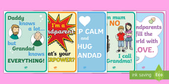 Grandparents Day Quote Display Posters - grandad, grandma, nona, nana, EYLF, Australia, foundation, classroom management, signs,Australia