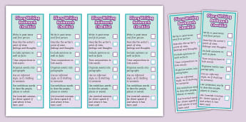 KS2 Features of Diary Writing Bookmark Checklist