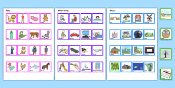 Who What Where When Silly Sentence Cards - question cards, cards