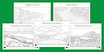 Landforms of Ireland Colouring Sheets - Twinkl