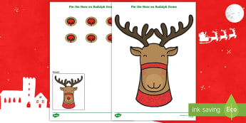 14Pc STICK THE RED NOSE ON THE REINDEER GAME CHRISTMAS PARTY PIN UK Activity NE
