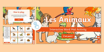 French: Pets Interactive Word Mat Activity