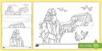 Noah S Ark Colouring Page With Rainbow Colouring Ks1