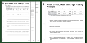 Range & Mode Worksheets