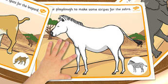 Safari Playdough Mats - Safari, playdough, mat, Safari Animal, lion, cheetah, puma, jaguar, rhino, hippo, elephant