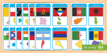Europe Country Flags Map Flash Cards by The Ideas Zone