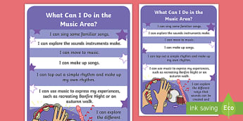 'I Can' Continuous Provision Prompt Poster Music Area