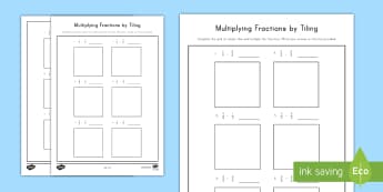 Multiplying Fractions by Tiling (2) Worksheet / Worksheet - multiplication, fractions, tiling, grids, 5th grade, worksheet