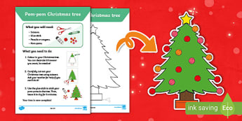 Pom Pom DIY Craft Christmas Tree | Primary Resources