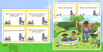 Summer Barbecue Scene and Question Cards