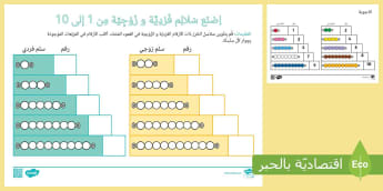 اصنع سلالم فردية و زوجية من 1 إلى  10 باستخدام خرز مونتيسوري