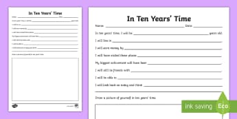 In Ten Years' Time Transition Worksheet - transition, graduation, bump up, new school, jobs, future,Scottish