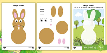 2D Shape Rabbit Cutting Skills Worksheets, Rabbit 2D Shape Worksheet / Worksheets - 2D shapes, shape, bunny, easter, lent