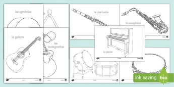 Musical Instruments Colouring Pages | Twinkl