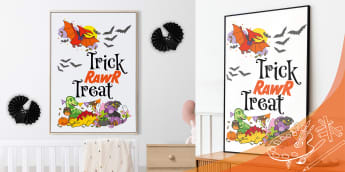 Trick Rawr Treat Halloween Dinosaurs Poster