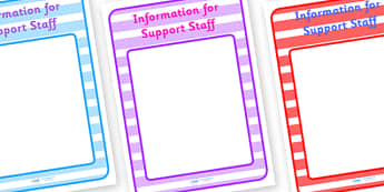 Information for Support Staff Display Poster - Support Staff Information, Classroom sign, welcome, teacher, teaching assistant, welcome sign, door sign, class sign, KS1 sign,  Editable sign, class door sign, Display, Notices, Information