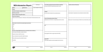 SEN Information Report Planning Frame Primary - sen, information, report, planning, frame, primary