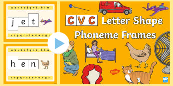 CVC Letter Shape Phoneme Frame PowerPoint - alphablocks, CVC Words Phoneme Frames - CVC, CVC word, three phoneme words, phoneme frame, phoneme, 