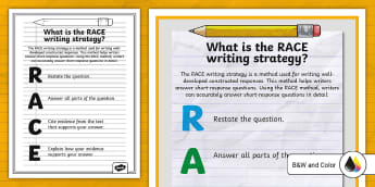 RACE Writing Strategy - RACE Respondiendo a la Comprension de Lectura