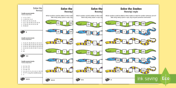 Maths Snake Worksheets | twinkl.co.uk