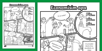 Economisim apa – Bandă desenată de colorat